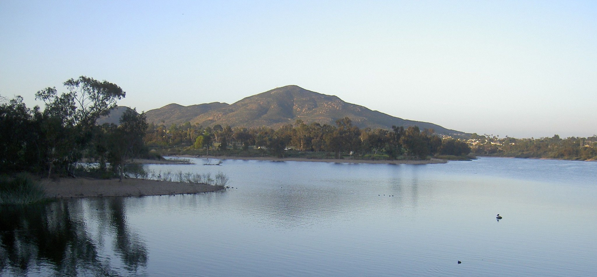 Cowles Mountain across Lake Murray in neighboring San Diego, near La Mesa; photographed March 15, 2009.
